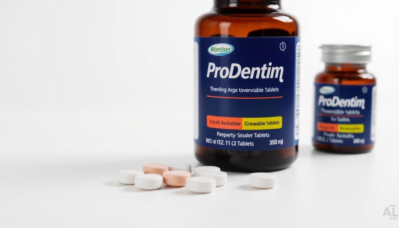 ProDentim bottle and tablets showing the probiotic dental supplement
